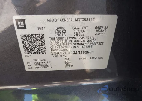 2018 GMC Yukon Xl Denali from USA, damaged, VIN 1GKS2HKJ3JR152864